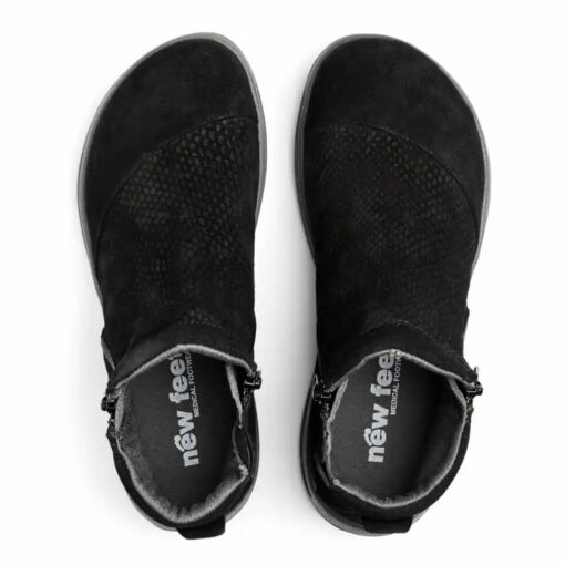 New Feet Estelle Känga med dubbla dragkedjor Svart ovanifrån
