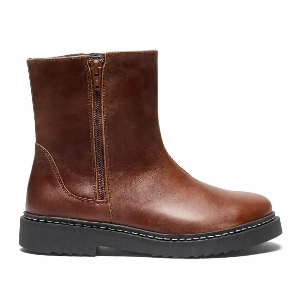 New Feet Felicity Fodrad känga med dubbla dragkedjor Brun från sidan