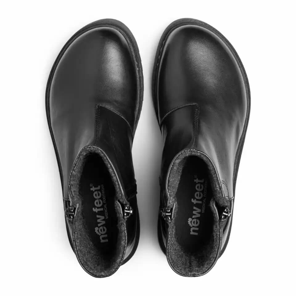 New Feet Felicity Fodrad känga med dubbla dragkedjor Svart ovanifrån