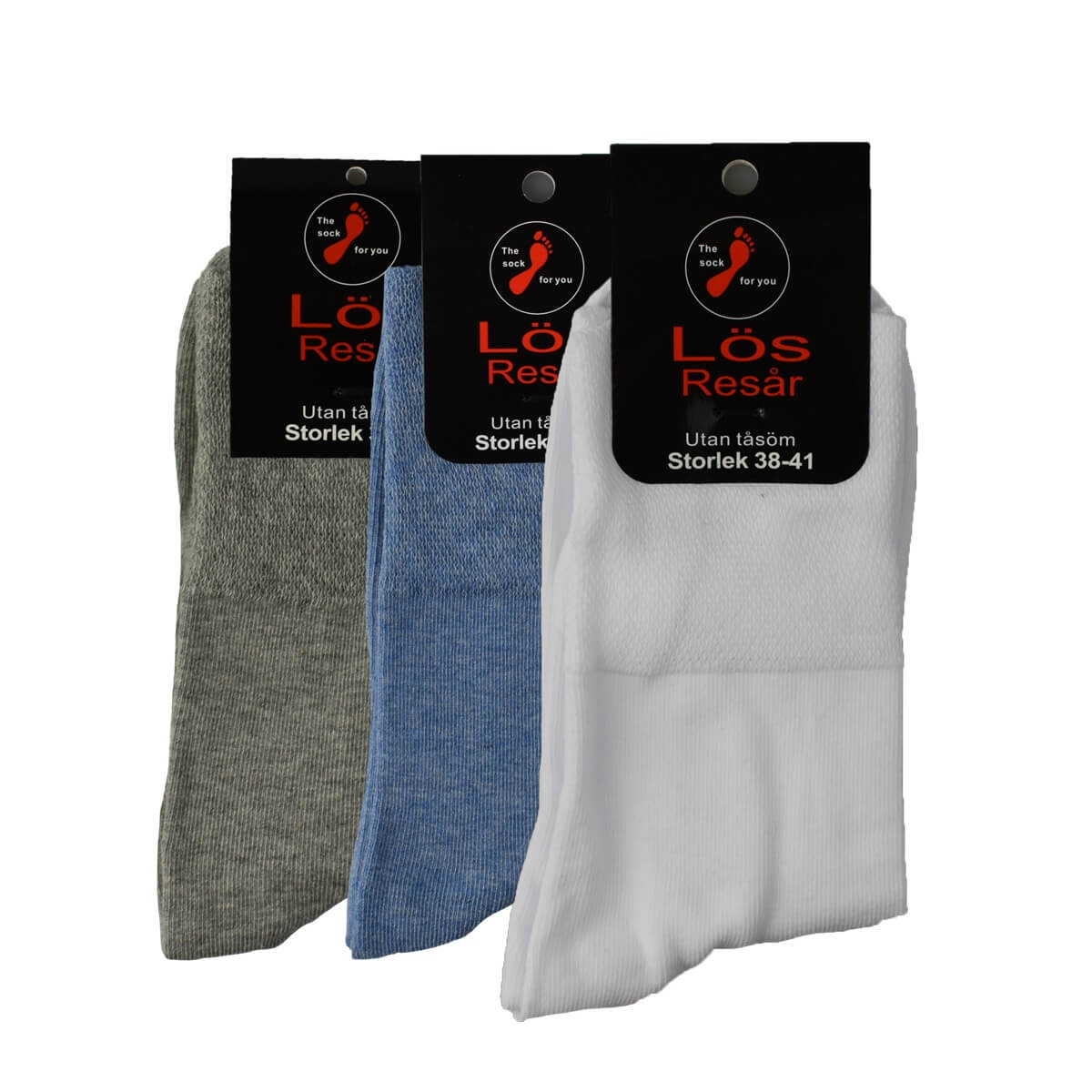 Markoma 3-pack Bomullsstrumpor Lös Resår Ljus Mix